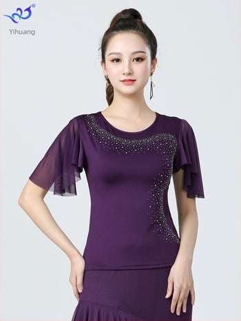 Top pentru dans latin standard național, feminin, Milk Silk țesătură, poliester și spandex (<30%), Toamna 2025