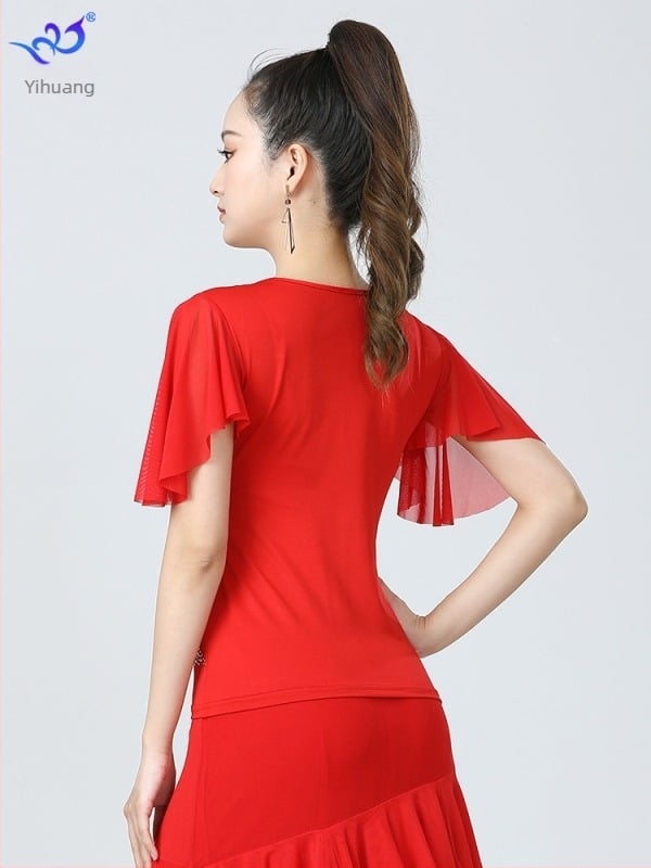 Top pentru dans latin standard național, feminin, Milk Silk țesătură, poliester și spandex (<30%), Toamna 2025