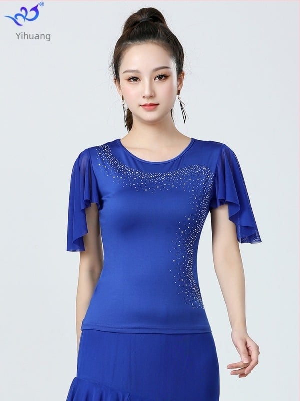 Top pentru dans latin standard național, feminin, Milk Silk țesătură, poliester și spandex (<30%), Toamna 2025