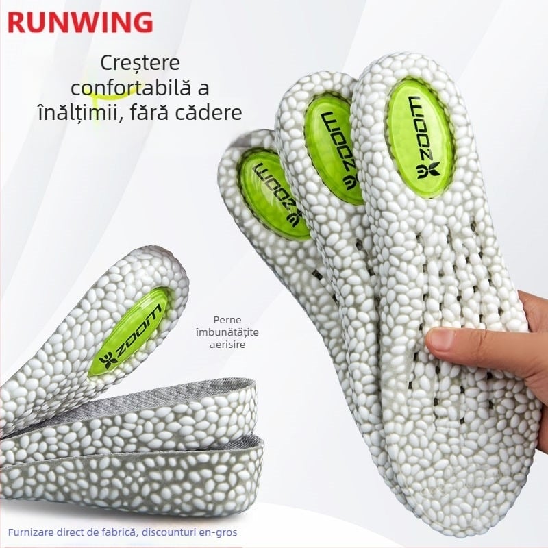RUNWING BMHZG Tălpi interioare complete cu pernă de aer, creștere înălțime, material popcorn + Lycra, anti-odor