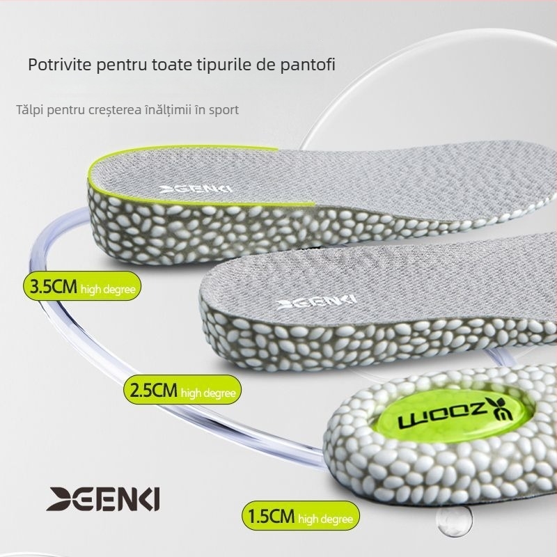 RUNWING BMHZG Tălpi interioare complete cu pernă de aer, creștere înălțime, material popcorn + Lycra, anti-odor