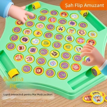 Joc de memorie flip-șah - joc de masă pentru interacțiune părinte-copil (din plastic, 4-6 ani, 2 jucători)