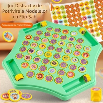 Joc de memorie flip-șah - joc de masă pentru interacțiune părinte-copil (din plastic, 4-6 ani, 2 jucători)