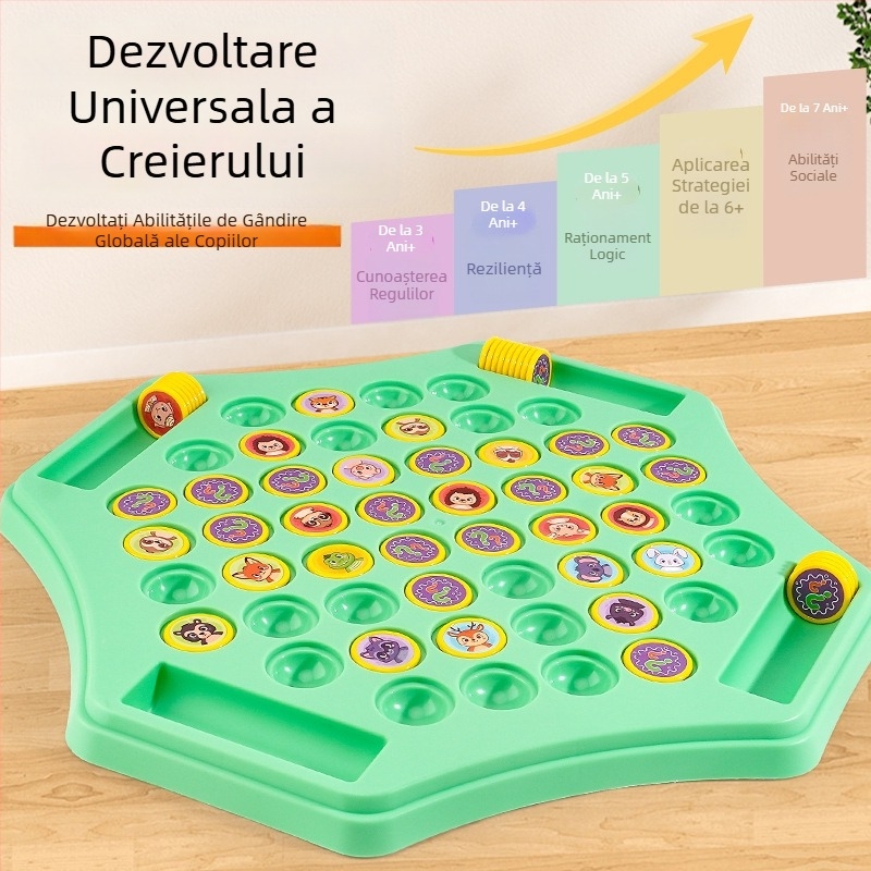 Joc de memorie flip-șah - joc de masă pentru interacțiune părinte-copil (din plastic, 4-6 ani, 2 jucători)