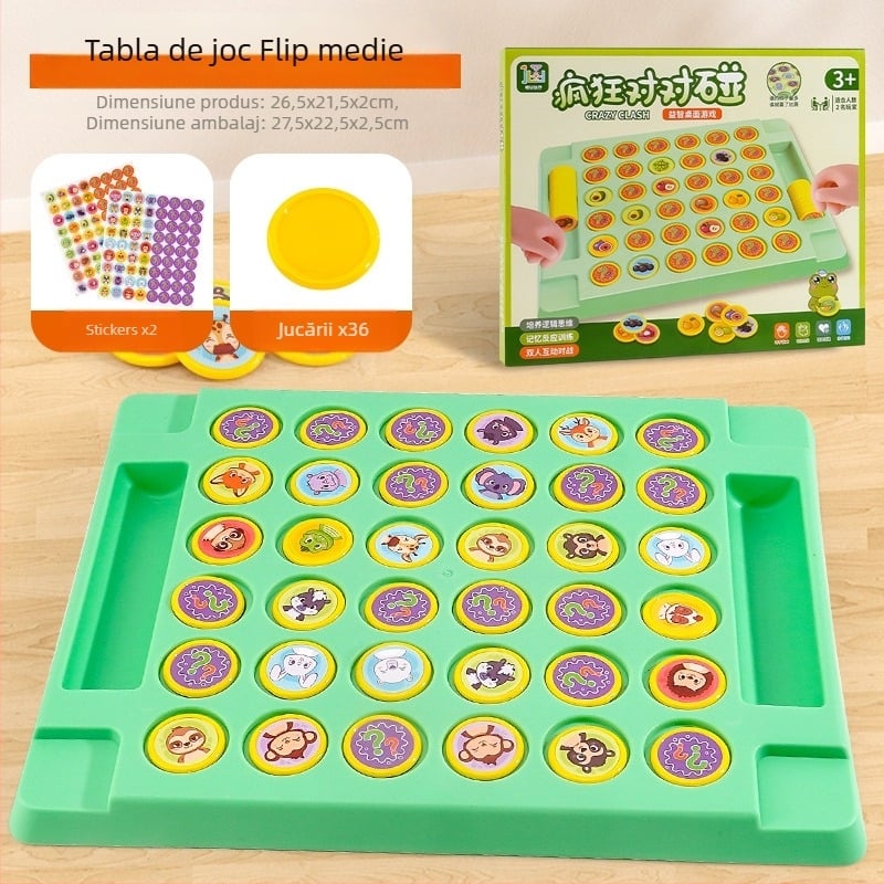 Joc de memorie flip-șah - joc de masă pentru interacțiune părinte-copil (din plastic, 4-6 ani, 2 jucători)