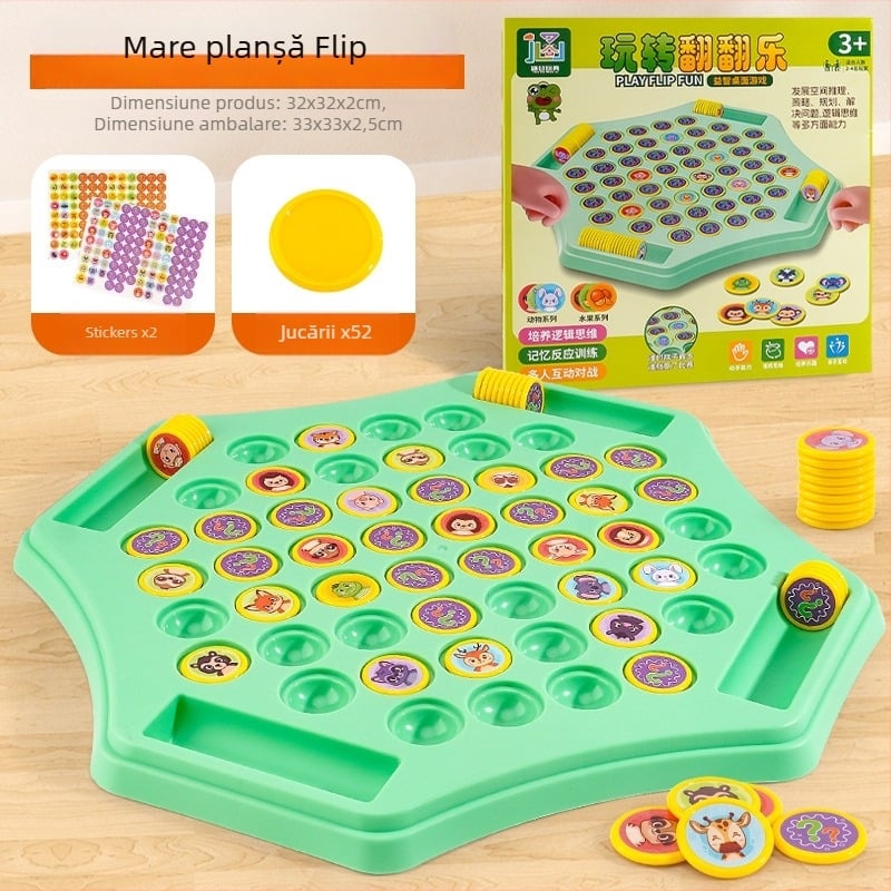 Joc de memorie flip-șah - joc de masă pentru interacțiune părinte-copil (din plastic, 4-6 ani, 2 jucători)