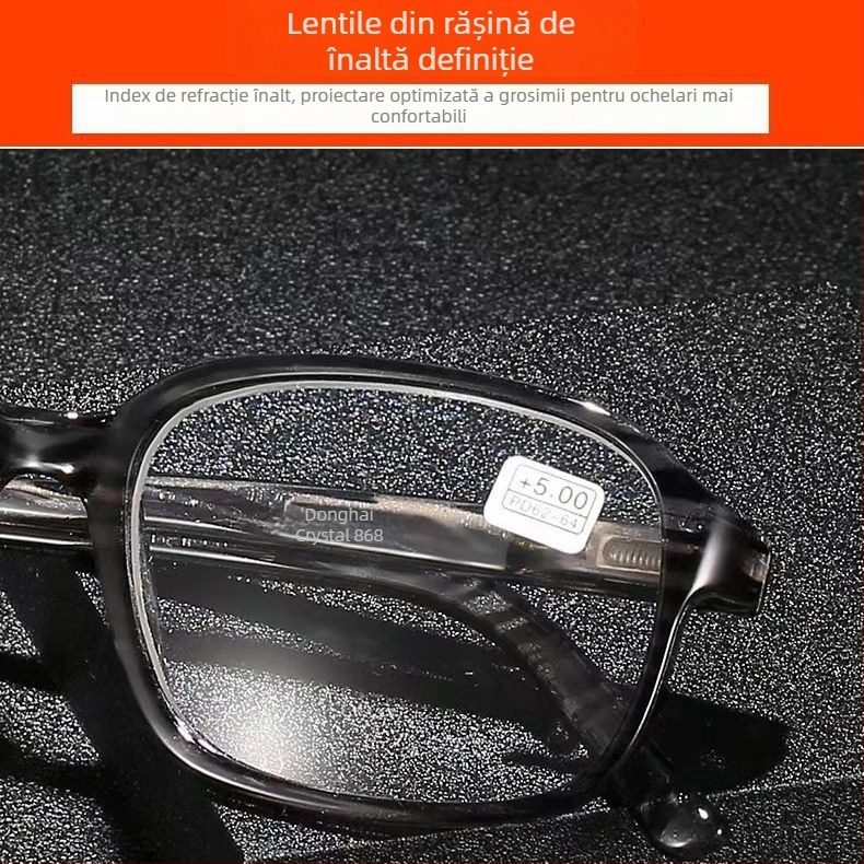 Ochelari de citit cu ramă completă și lentile PC, stil retro artistic, corecție pentru miopie, potriviți pentru față pătrată, pentru vârstnici