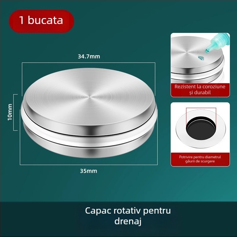 Dop pentru chiuvetă cu clapetă de etanșare – compatibilitate universală, stil modern minimalist, brand Friendly