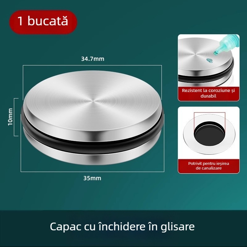 Dop pentru chiuvetă cu clapetă de etanșare – compatibilitate universală, stil modern minimalist, brand Friendly