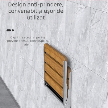 Scaun de baie pliabil montat pe perete, oțel inoxidabil, stil modern minimalist, brand elljn