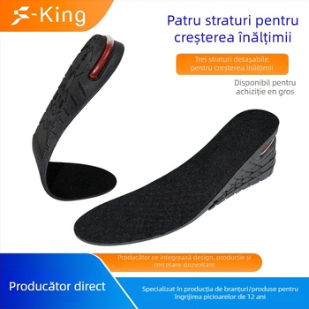Talpă PU pentru creștere înălțime, talpă completă, 4 straturi detașabile, unisex, pentru adidași, pantofi din piele și ghete, brand S-KING