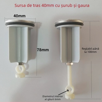 Dop de chiuvetă pentru baie cu mecanism de ridicare, din plastic (material: plastic; mod utilizare: tragere; certificare: niciuna)