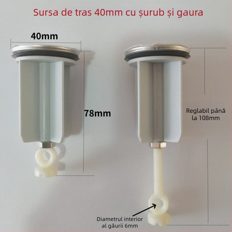 Dop de chiuvetă pentru baie cu mecanism de ridicare, din plastic (material: plastic; mod utilizare: tragere; certificare: niciuna)