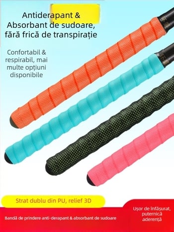 Înveliș pentru mânerul undiței de pescuit cu bandă absorbantă a transpirației, curea extinsă și husă pentru mânerul rachetei de badminton — Brand: Huan sheng; Material: PU