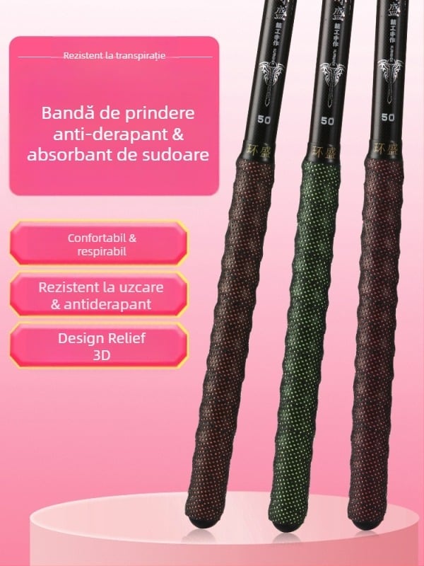 Înveliș pentru mânerul undiței de pescuit cu bandă absorbantă a transpirației, curea extinsă și husă pentru mânerul rachetei de badminton — Brand: Huan sheng; Material: PU
