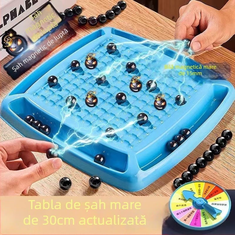 Șah magnetic - Joc de strategie pe tablă cu magneți pentru gândire focalizată și interacțiune părinte-copil (material ABS; magneți; 14+; divertisment interior; dezvoltare cognitivă)