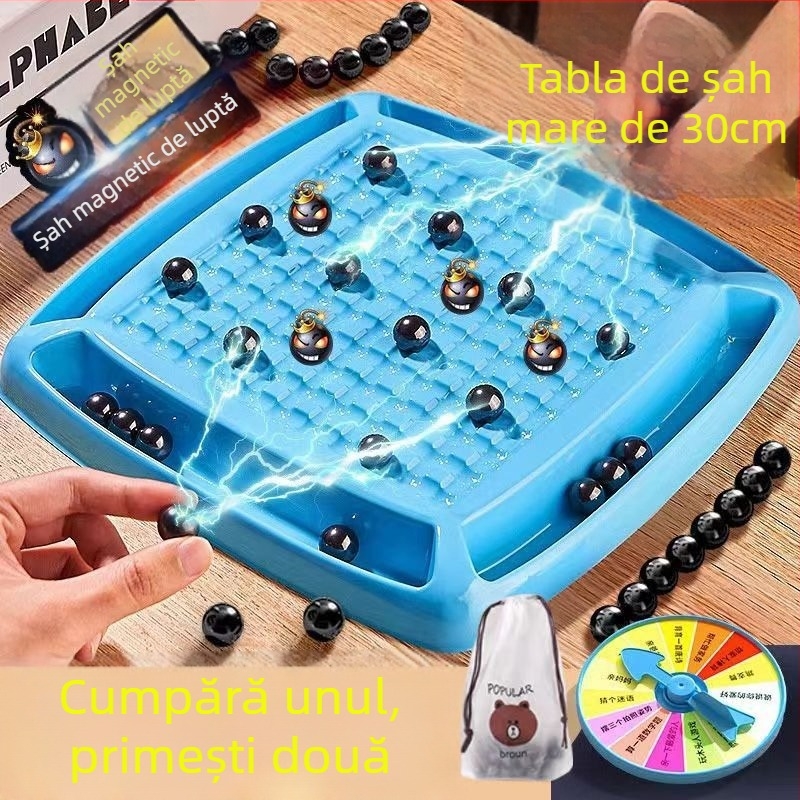 Șah magnetic - Joc de strategie pe tablă cu magneți pentru gândire focalizată și interacțiune părinte-copil (material ABS; magneți; 14+; divertisment interior; dezvoltare cognitivă)