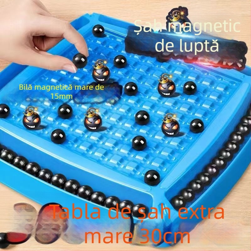 Șah magnetic - Joc de strategie pe tablă cu magneți pentru gândire focalizată și interacțiune părinte-copil (material ABS; magneți; 14+; divertisment interior; dezvoltare cognitivă)
