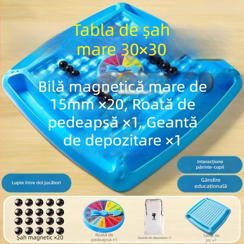 Șah magnetic - Joc de strategie pe tablă cu magneți pentru gândire focalizată și interacțiune părinte-copil (material ABS; magneți; 14+; divertisment interior; dezvoltare cognitivă)
