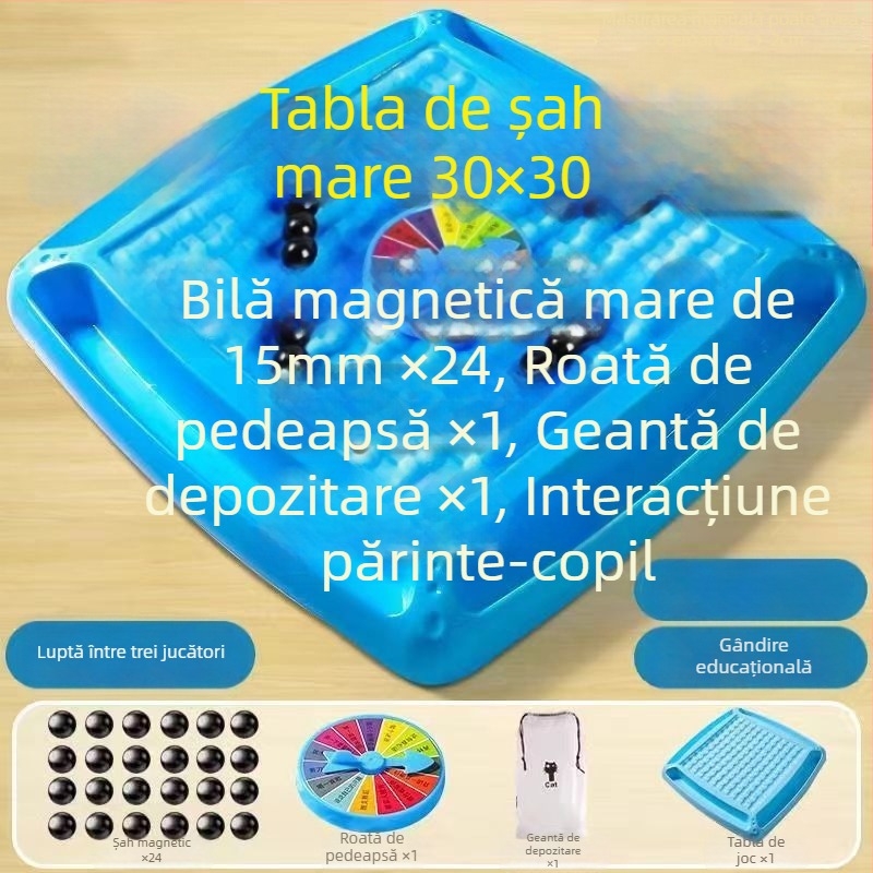 Șah magnetic - Joc de strategie pe tablă cu magneți pentru gândire focalizată și interacțiune părinte-copil (material ABS; magneți; 14+; divertisment interior; dezvoltare cognitivă)