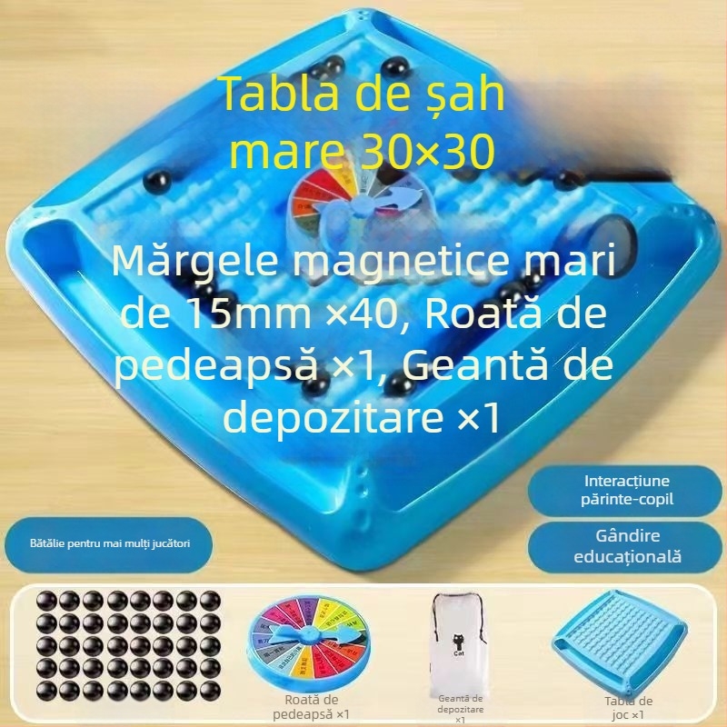 Șah magnetic - Joc de strategie pe tablă cu magneți pentru gândire focalizată și interacțiune părinte-copil (material ABS; magneți; 14+; divertisment interior; dezvoltare cognitivă)