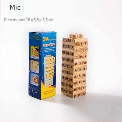 Joc de bowling mini din lemn pentru masă - Interacțiune părinte-copil, jucărie educațională, ambalaj în cutie color, pentru vârste între 4 și 35 de ani