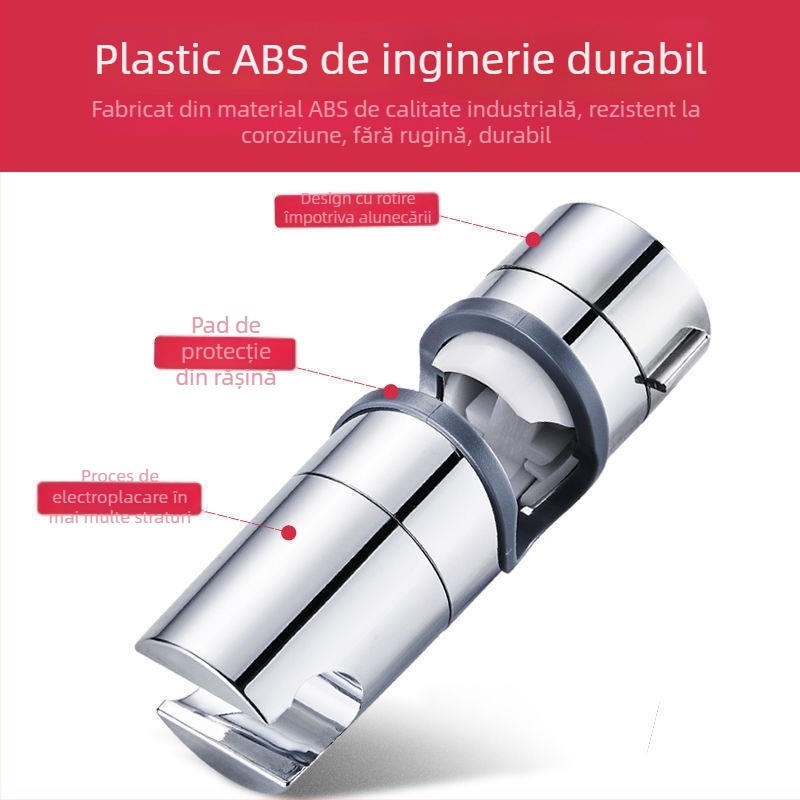 Suport pentru duș fără găuri, cu tijă reglabilă – Material ABS, Montaj snap-in, Acessoriu de baie Yujiangmu