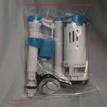 Kit accesorii pentru rezervorul de WC: supapă universală de alimentare, supapă de evacuare și buton de spălare — set original complet