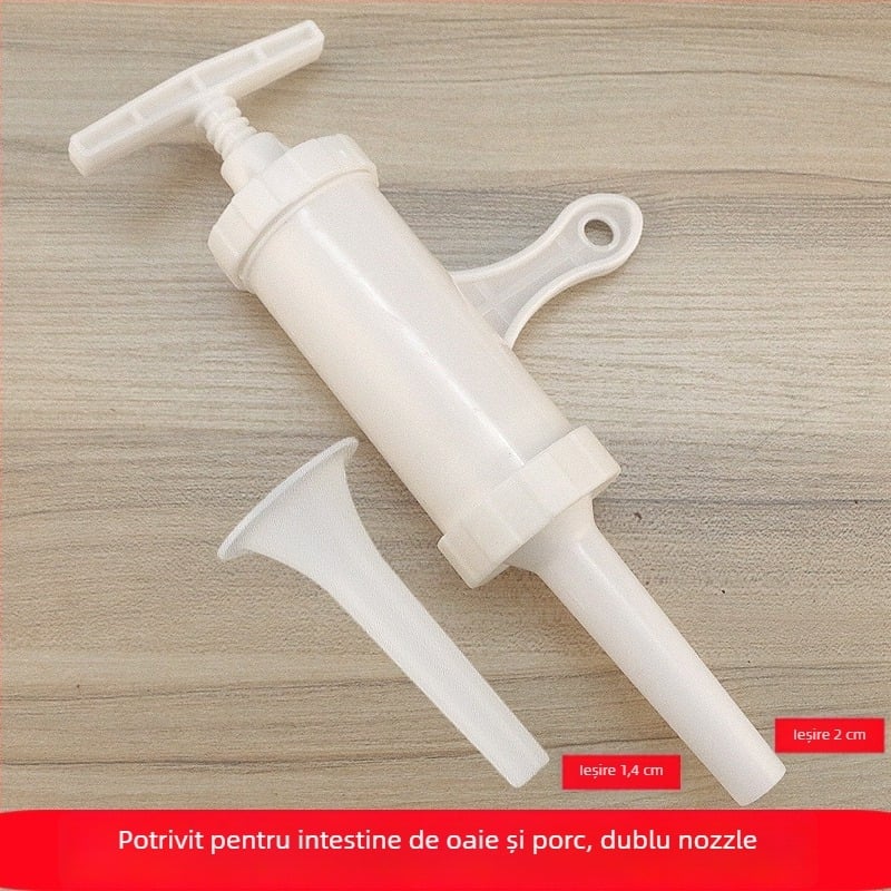 Mașină de tocat carne manuală pentru uz casnic și umplere de cârnați cu duză din oțel inoxidabil și conductă de umplere din plastic
