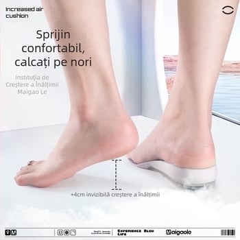 Tălpi de creștere a înălțimii cu gel invizibil – antiderapante, talpă întreagă, pentru ghete/bocanci de iarnă, unisex, pentru toate anotimpurile