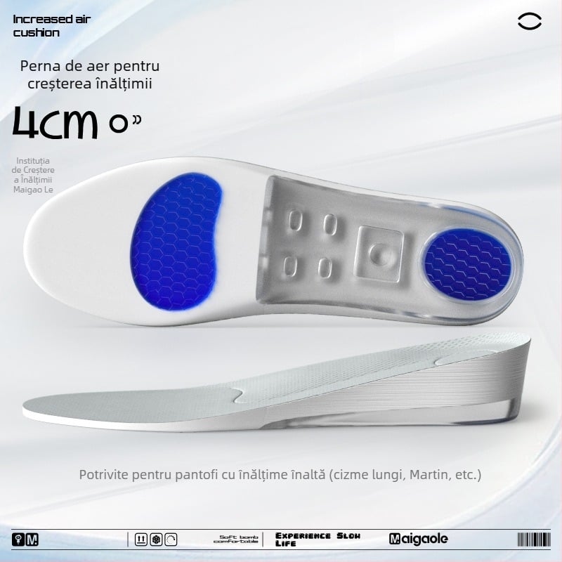 Tălpi de creștere a înălțimii cu gel invizibil – antiderapante, talpă întreagă, pentru ghete/bocanci de iarnă, unisex, pentru toate anotimpurile