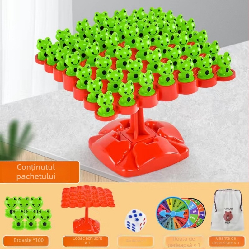 Joc de echilibru cu broasca: concentrare și echilibru, pentru doi jucători, plastic, 4–14 ani