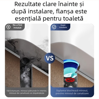 Etanșare pentru flanșă de WC cu valvă de control, anti miros și anti-retur, ABS + cauciuc, accesoriu universal, îngroșat