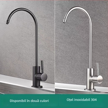 Robinet de bucătărie cu gât de gâscă, model J-01, oțel inoxidabil, valvă ceramică, intrare/ieșire 10 mm, diametru șezii 4 cm
