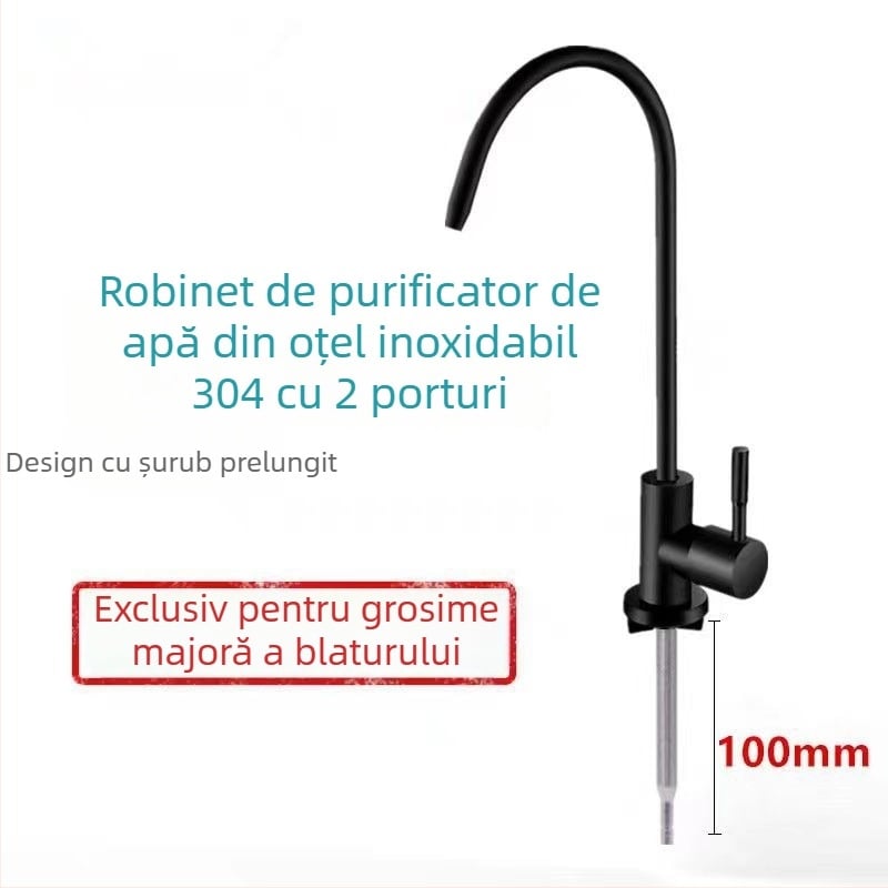Robinet de bucătărie cu gât de gâscă, model J-01, oțel inoxidabil, valvă ceramică, intrare/ieșire 10 mm, diametru șezii 4 cm