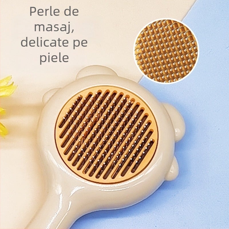 Pieptene de îngrijire pentru animale de companie, în formă de urs, din oțel inoxidabil, pentru pisici și câini, îndepărtarea părului și masaj