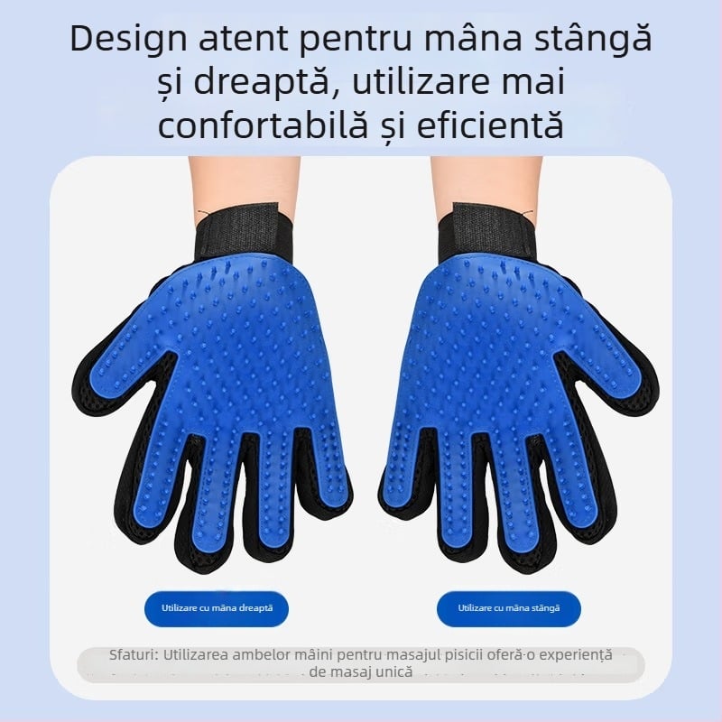 Mănuși de îngrijire din silicon pentru pisici – îndepărtarea părului, curățare și masaj la baie
