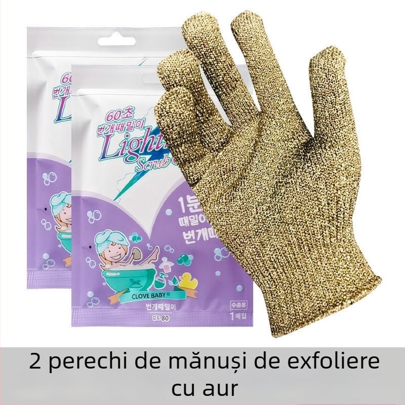 Mănușă de baie cu cinci degete – exfoliant din poliester, pentru corp și spate, potrivită pentru copii