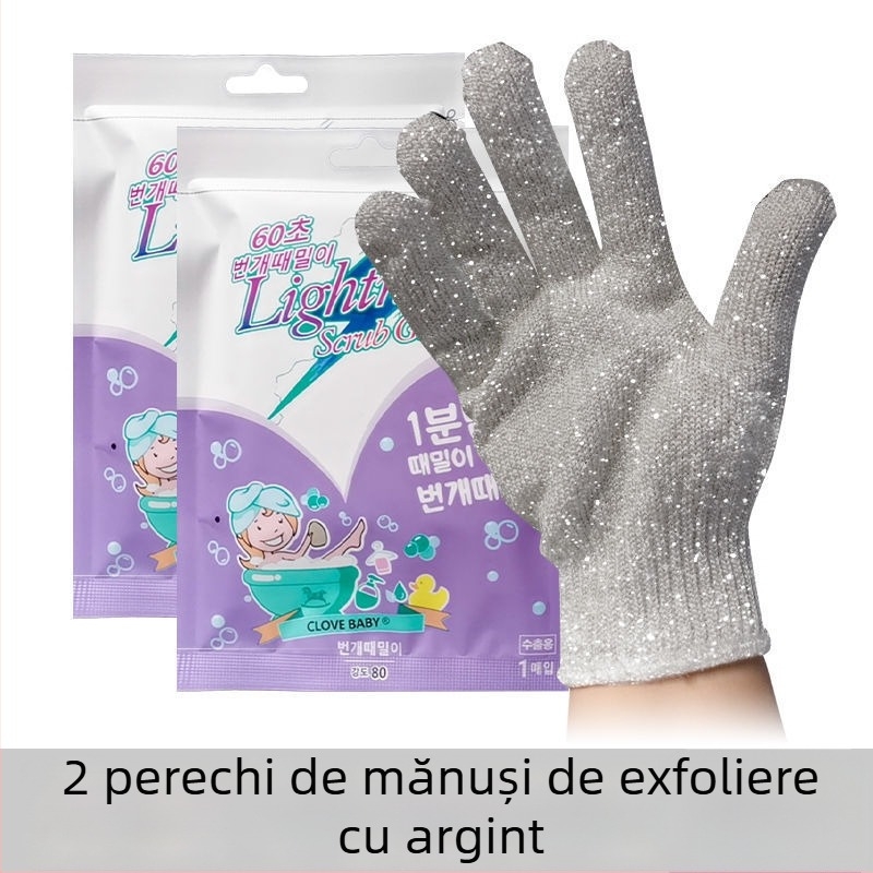 Mănușă de baie cu cinci degete – exfoliant din poliester, pentru corp și spate, potrivită pentru copii