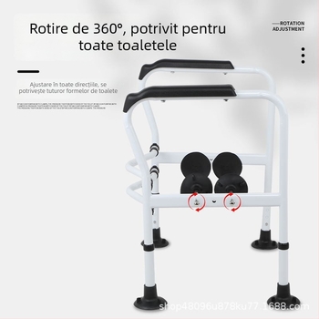 Bară de sprijin pentru toaletă cu ventuză, fără găuri, pentru persoanele în vârstă și însărcinate, oțel carbon, stil modern minimalist, capacitate de încărcare 400