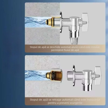 Supapă unghiulară din cupru cu garnitură de etanșare pentru montaj încorporat