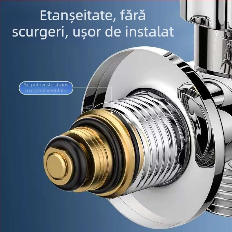 Supapă unghiulară din cupru cu garnitură de etanșare pentru montaj încorporat