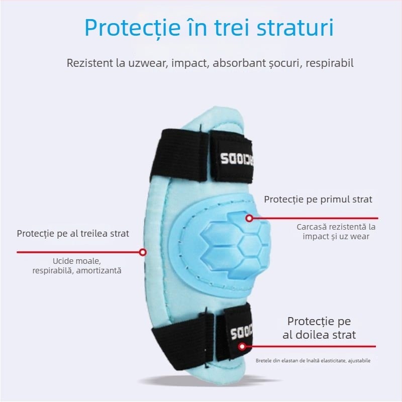 Set de protecție pentru copii: cască pentru bicicletă și protecții pentru coate și genunchi (Protecții pentru coate și genunchi; Material corp: burete; Pentru copii; Pentru patinaj cu role)