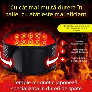 Centură magnetică lombară cu încălzire proprie – pentru hernie de disc lombar și tensiune a mușchilor lombari, unisex, pentru vârstnici