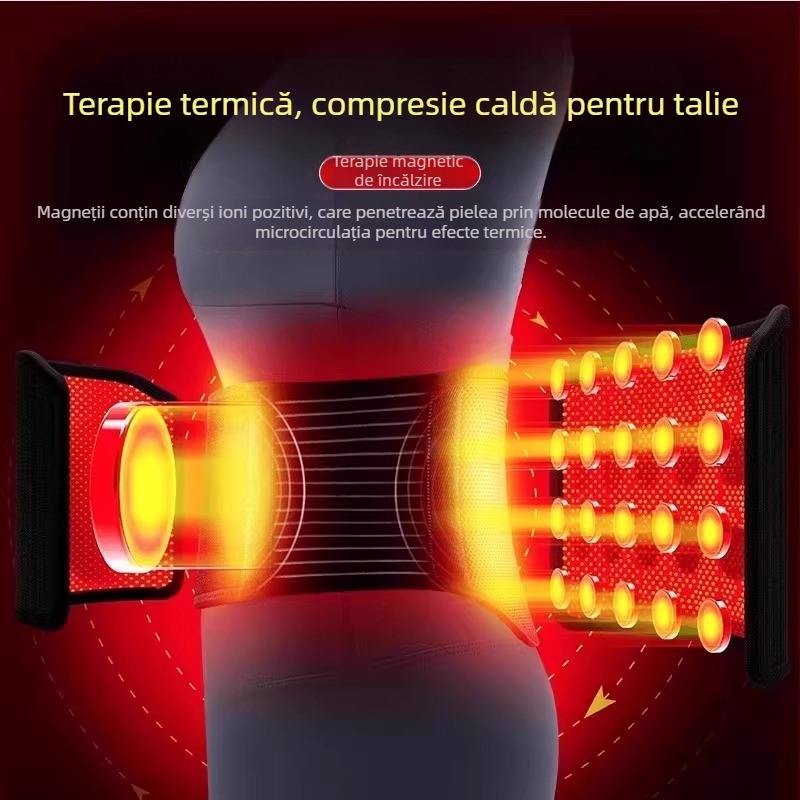 Centură magnetică lombară cu încălzire proprie – pentru hernie de disc lombar și tensiune a mușchilor lombari, unisex, pentru vârstnici