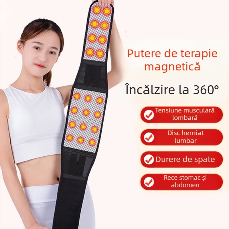 Centură magnetică lombară cu încălzire proprie – pentru hernie de disc lombar și tensiune a mușchilor lombari, unisex, pentru vârstnici