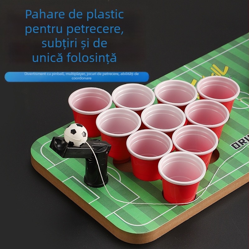 Mini Beerpong Joc de masă cu pahare de shot și tablă pentru fotbal și baschet, pinball (din lemn; Huanyu; 7–60 ani; interior)