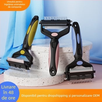 Pieptene multifuncțional pentru animale de companie, Pieptene pentru pisici și câini, Unealtă de îngrijire 3-în-1, Pieptene drept pentru îndepărtarea părului, Cod produs 91618, Marcă: Little Pet First Grade
