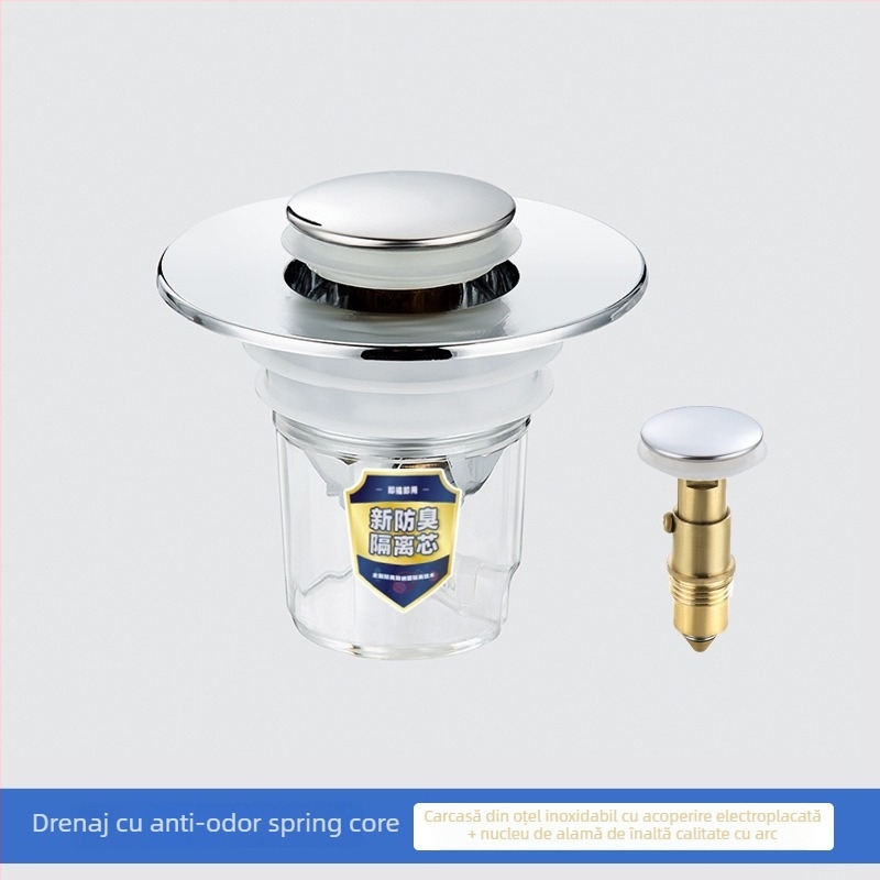 Drenaj pentru chiuvetă cu filtru — oțel inoxidabil + cupru, Wanmu, stil modern, ușor de utilizat