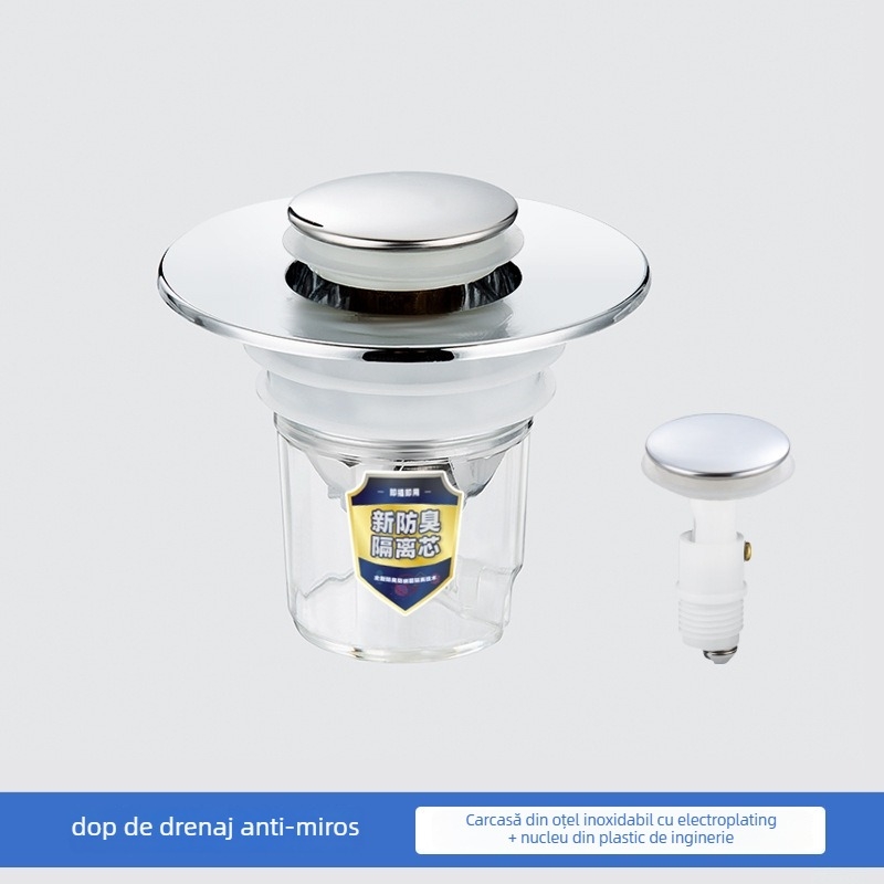 Drenaj pentru chiuvetă cu filtru — oțel inoxidabil + cupru, Wanmu, stil modern, ușor de utilizat